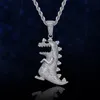 Colliers pendentifs Creative Cartoon Dinosaur Iced Out Cumbic Zircon Collier Cool Hip Hop Bijoux Hip Hop Gift For Men Party306U