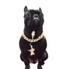 Fashion Dogs Golden Chain Flars Outdoor Street Cllar Pet Pug Teddy Corgi Puppy Supplies Akcesoria237b