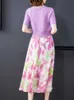 女性夏のエレガントなドレススーツセット女性キンティングトップスパゲッティストラップ花柄プリントドレス高品質デザインパーティーVestidos 210529