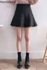 Nomikuma Arrivée Taille Haute Jupe Noire Femmes Couleur Unie Une Ligne Mini Jupes Femme Mode Coréenne All-Match Bottoms 3c664 210514