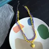 Симпатичные акриловые звена цепь Harajuku красочные любовные сердца Choker ожерелье женщины хип-хоп вечеринка аксессуары евременного подарка