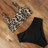 Sexy Bikini Leopard Badeanzug Hohe Taille Badeanzug Push Up Plus Size Beachwear Bandage Bademode Frauen Bandeau Biquini 210629