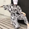 Desenhos animados Impresso Harajuku Mulheres 2 Pcs Set Tracksuits Mangas Curtas T-shirt Tops Basculadores Longos 2021 Verão Senhora Coreana Terno Hip Hop X0428