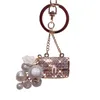 Creative Rhineston Beaded Perfume Bottle Keychain Kvinna Koreanska Bil Tillbehör Väska Pendant Present Keychain för tjejer