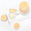 5g 10g 15g 20g 30g 50g Frosted Glass Jar Refillable Cream Bottle Amber Brown Cosmetic Container Clear Pot with Imitated Plastic Wood Grain Lids