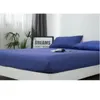 Sheets & Sets Solid Color Soft Polyester Fabric Fitted Sheet Mattress Cover With Elastic Rubber Band Bed