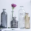 Vase en verre épais nordique Transparent Gris Rose Salon Bar à fleurs Décor à la maison Bouteille séchée Wazon Cadeau 211215