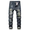 Jeans slim fit da uomo con gamba dritta strappata, pantaloni in denim skinny distrutti distrutti