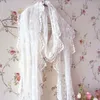 Scarves Stylish Women Long Scarf Embroidery Floral Crochet Mesh Lace Trim Shawl EQ