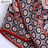 Zevity Women Vintage Position Totem Flower Print Sarong Skirt Faldas Mujer Female Side Bow Tied Wrap Slim Mini Skirt QUN799 210603