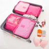 Sacs de rangement Ensemble de 6 pièces Cubes d'emballage Grande capacité Bagages de voyage Maquillage Vêtements Organisateur de tissu Trousse de toilette Cosmétique Nécessaires