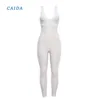 Dames Jumpsuits Rompertjes Caida Cross Bandage Sporting Jumpsuit Sexy Mouwloze Solid Bodysuit Backless Casual Fitness Dames Lang