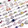 groothandel 30 stks/partij vrouwen ringen strass kristal zirkoon steen Sieraden Ring paar geschenken trouwringen mix stijlen fashion party favor