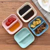 Wheat Straw 2 Grids Salad Dishes Spices Dish Seasoning Jam Plate ECO-Friendly Solid Color Snack Plates Household Hotel Kitchen Restaurant Tableware JY1040