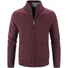 Heren Sweaters Trui Solid Color Stand-up Herfst / Winter Fleece Dikke Wol Rits Cardigan Fashion Wear