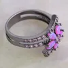 Cluster Ringe Mode Rosa Zirkonia Lila Feueropal Schwarz Gun Überzogene Geschenk Party Hochzeit Für Frauen Blume R367