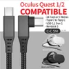 10FT / 16FT / 20FT USB para Tipo C cabo Nylon Trançado 90 Grau 60w 3A 5Gbps para Oculus Quest 2 VR Rápido Carregamento Cabo de Gaming Transferência de dados por Huawei Xiaomi Samsung