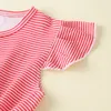 Summer Dress Girl Butterfly Stripes Original Short-sleeved Toddler Children Clothes 2-6Y 210515