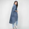 Twotwinstyle Denim Women's Windbreaker Lapel Collar Half Sleeve Pocket Kvinna Trench Coats Höst Mode Kläder 210825