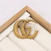 Famous Classic Brand Luxury Desinger Brooch Women Rhinestone Double Letters Brooches Suit Pin Fashion Jewelry Clothing Decoration High-Quality Accessories Gifts