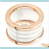 Band Rings Jewelry Fashion Titanium Steel Love Sier Rose Gold Lovers White Black Ceramic Couple Ring For Gift Drop Delivery 2021 Hyv8N