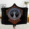 Customized 3D printed hooded blanket can be worn on flannel lamb cashmere cloak Viking totem theme Custom DIY Thin Quilt Sofa blan2631