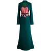 2021 Automne printemps costume Contraste Contraste Contraste Contraste de lacette Fête à manches longues Slim Jacket + Robe Super Stars Lover Green Rose Haute Qualité