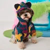 Färg hundkläder söt hooded coat höst sammet jacka för husdjur teddy kamouflage coat dogs varma kappor