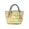 Sacos de compras cor tecida bolsa de praia para mulheres lenço de seda design mini balde verão plástico personalizado 220303
