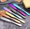 Świetna Jakość Ze Stali Nierdzewnej Masło Nóż Z Otwór Piec Serowy Krem Noże Home Bar Kitchen Flatware Narzędzie Złota Rainbow Drop