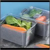 Housekeeping Organization Home Gardenkitchen Storage Box Fresh-Keeping Refrigerator Fruit Vegetable Drain Crisper Container 20X13Dot5X11Dot5