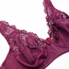 Kvinnor Floral Unlined Lace Bra Perspektiv Brassiere Sexig Underkläder Underwired Bralette Underkläder Plus Storlek Bras B C D E F CUP 210728