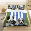 Sängkläder sätter söta 3D -valpar quilt täcker 3 stycken uppsättning med täcke kuddväskor hund tryckt tröstare för barn pojkar flickor
