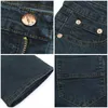 Alta qualità e promozione da uomo a vita media elastico slim boot cut semi-svasato a campana business casual jeans quattro stagioni 210723