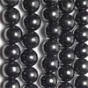 Cuentas de azabache negras 100% naturales, cuentas de piedras preciosas sueltas de cristal de carbón, forma redonda de grado A 4 mm 6 mm 8 mm 10 mm 12 mm, 1 hebra de 15 "