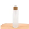 50 ml 100 ml 120 ml 150 ml Platte schouder Frosted Glass Spray Pump Flessen met Bamboe Lid voor Skin Care Serum Lotion Shampoo Douchegel Toiletartikelen