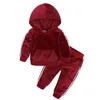 2021 enfants garçon et fille vêtements ensemble survêtement garçons velours hauts sweat à capuche hauts pantalon chaud décontracté coton 2 pièces tenue bébé vêtements ensembles