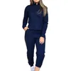 Duas peças vestido mulheres esportes tracksuit conjuntos casual manga comprida e calças de cintura elástica 2021 outono moda 2 sportwears