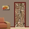 2Pcs/Set Rose Gold Geometric Pattern 3D Wall Door Sticker Self-adhesive Waterproof Wallpaper Decals Home Decor Door Wall Sticker 210317