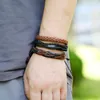 Tennis 10pcs/set Black Wrap Woven Fashion Handmade Men Bracelets Male Women Leather Bracelet Bangle Wholesale Jewelry Gift