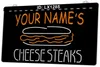 LX1285 Your Names Cheesesteaks Negozio Open Light Sign Dual Color 3D Engraving