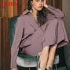 OOTN Blue Satin Home Suit Wear Frühling Braun Langarm 2 Stück Top und Hose Sets Lose Lässige Solide Damen Hosen Set 210721