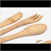 Conjuntos de louça cozinha jantar bar casa jardim louça ecofriendly bambu coreano talheres faca garfo colher 3pcsset portátil 8508854