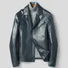 Couro dos homens Faux Real Goatskin Casaco Jaqueta Genuine Homens Curto Motocicleta Casacos Veste Cuir Homme 1A016 B2210A