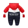 Iyeal Born Baby Snowsuit Kinderen Baby Winterjas Warme Liner Hooded Rits Jumpsuit Boys Girls Duck Down Uitloper Overalls 210826