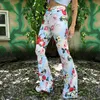 Женские брюки CAPRIS PLUS РАЗМЕР Одежда FLARE BAND LOVE Мода Harajuku Print Повседневная Девушки Брюки Женщина Stree Одежда Женщины Узор