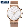 Wristwatches Relogio Masculino LOREO Mens Watches Top Quartz Watch Calendar Luminous Waterproof Mesh Steel Band Simple Men