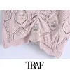 Femmes mode broderie florale recadrée tricoté débardeurs Vintage larges bretelles avec volants femme Camis Mujer 210507