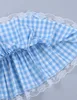 Homens Mulheres Sexy Clubwear Traje Dance Saias Elastic Waistband Curto Com Lace Hem Plissada Gingham A-Line Mini 210619