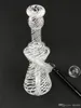 Glass hookah white grid stripe oil rig bong, smoking pipe, 14mm joint factory outlet